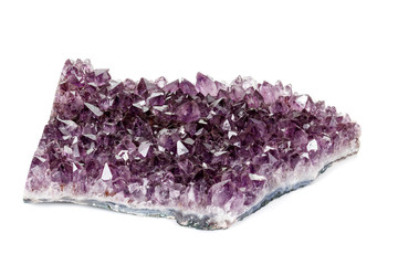 Amethyst Crystal Druse  macro mineral on white background