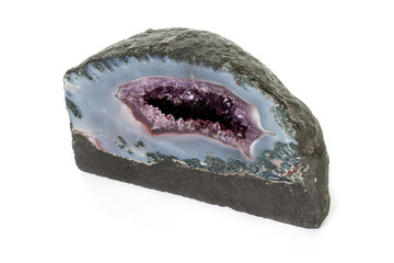 Amethyst Crystal Druse  macro mineral on white background