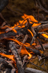 Burning coals in the fire