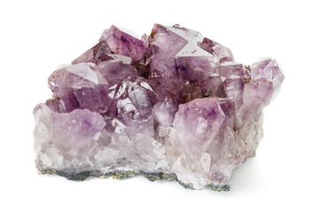 Amethyst Crystal Druse  macro mineral on white background
