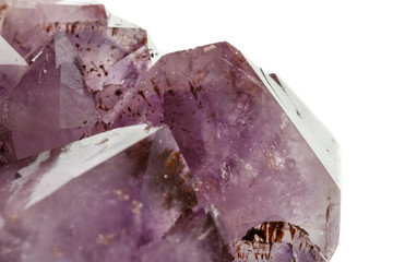Amethyst Crystal Druse  macro mineral on white background