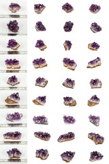 Amethyst Crystal Druse  macro mineral on white background