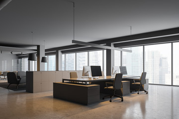 Gray panoramic office corner