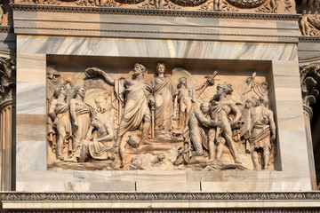 bassorilievo antico sull'arco della pace a milano in italia, ancient bas-relief on the Peace Arch in Milan in Italy
