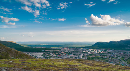 Fototapeta na wymiar Panorama of Kirovsk in the summer