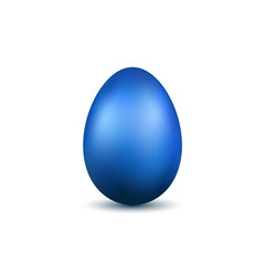 Easter egg 3D icon. Blue color egg, isolated white background. Bright realistic design, decoration for Happy Easter celebration. Holiday element. Shiny pattern. Spring symbol. Vector illustration