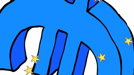 euro symbol with animation  stars in the flag  - Powered by Adobe