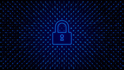 Abstract Tech BG with lock. Access Protection.