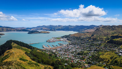 Christchurch Gondola and Mount Pleasant in New-Zealand - obrazy, fototapety, plakaty