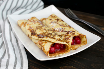  Cherry Filled Crepes