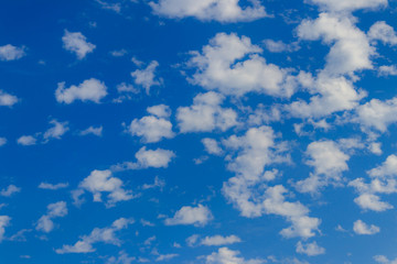 Blue sky with small white clouds. Natural background
