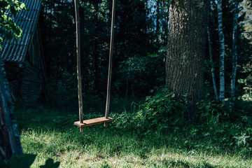 Wooden Swing in the Countryside of Latvia - 250898914