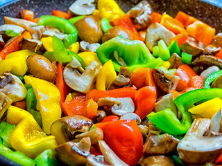 Mix of cutted paprika in red, green, and yellow