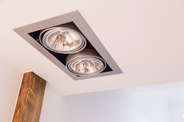 Double ceiling lamp embedded in the ceiling