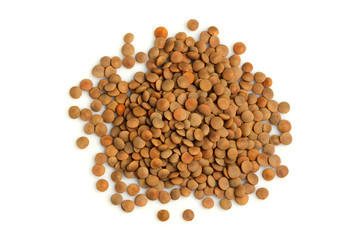 Lentils  isolated on white.