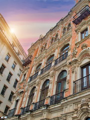 Seville streets at an early sunset in the historic center
