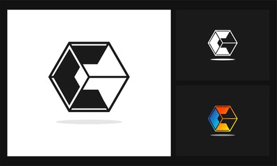 c hexagon square icon vector logo