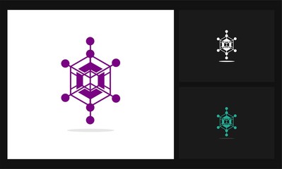 hexagon tech networking icon logo