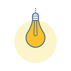 flat icon with glowing light bulb