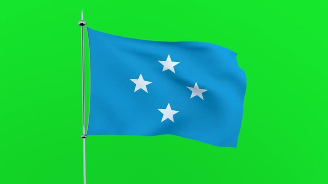 Flag of the country    Micronesia  flutters on green background. 3D rendering