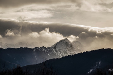 clouds over the Romanian mountains