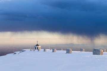 First world war memorial during storm, Italy landmark