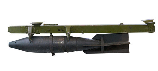aerial bomb of World War II, isolated on white background. aerial bomb side view