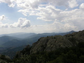 Fototapeta premium Landscape of Balkan Mountains and Sky with Clouds. Silence in the Rocks.