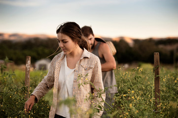 Young farmers in field 