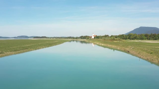 Luftaufnahme Fluss Lech in Bayern