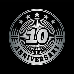 10 years anniversary. Anniversary logo design. Vector and illustration.