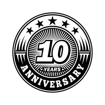 10 years anniversary. Anniversary logo design. Vector and illustration.