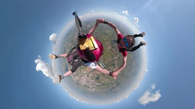 Little planet skydivers having fun