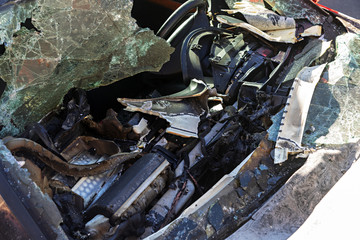 Ausgebranntes Armaturenbrett