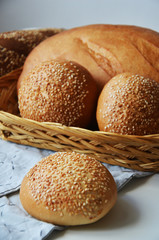 Fresh bread with sezams