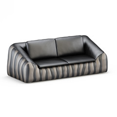 Obraz premium Leather two-seater sofa on a white background 3d rendering