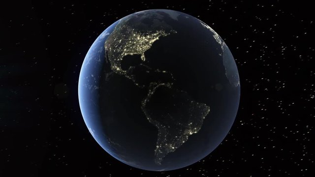 Realistic 3d animated earth showing the borders of the country Ethiopia and the capital Addis Ababa in 4K resolution at nighttime