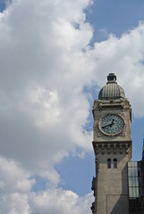 Clock tower in city view