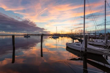 Papier Peint photo autocollant Lavende Sunset over the Harbor in Oriental, NC