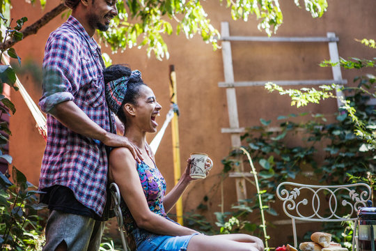 Couple in garden together 