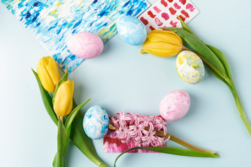 easter theme. eggs and flowers