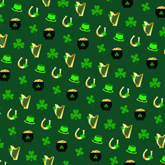 Saint Patricks Day gold h...e and shamrock pattern