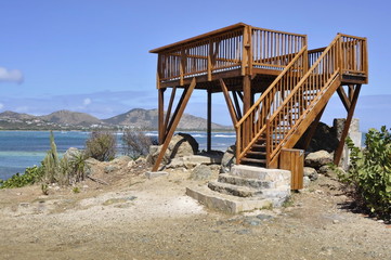 Wooden Stairs and Lookout in Beach in St. Martin