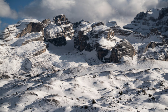 Winter in Madonna di Campiglio Aerial Drone Italy Dolomites Trentino