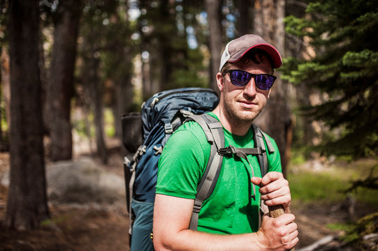 Portrait of hiker on trail 