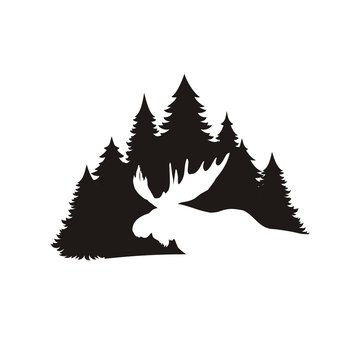 Silhouette of a horned moose