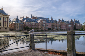 The Hofvijver (court pond) in front of the buildings of the Dutch parliament, The Hague, Netherlands