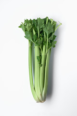 whole raw celery isolated on white background