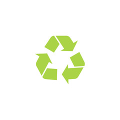 Obraz premium Recycle triangle icon with arrows in a flat style.