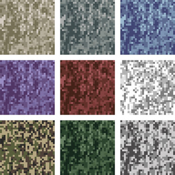 Repeating Digital Camo Pattern Colorful Square 